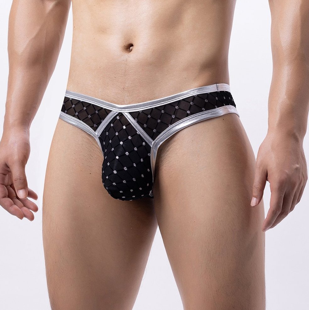 ipax1148t   	箔付きメッシュＴバック　 MADE IN CHINA